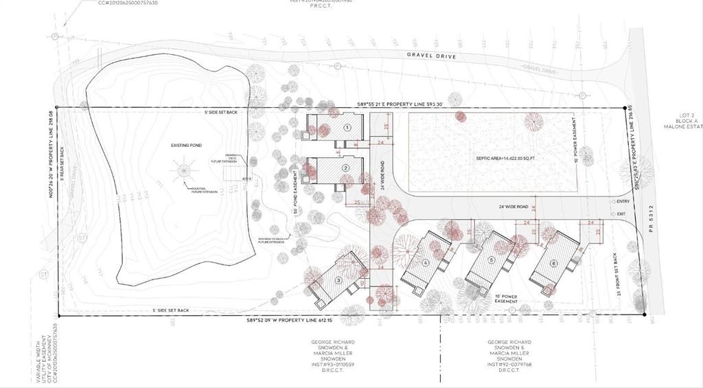 Site Plan. Illustrating parcel boundaries, utility easements, and infrastructure placement on the property