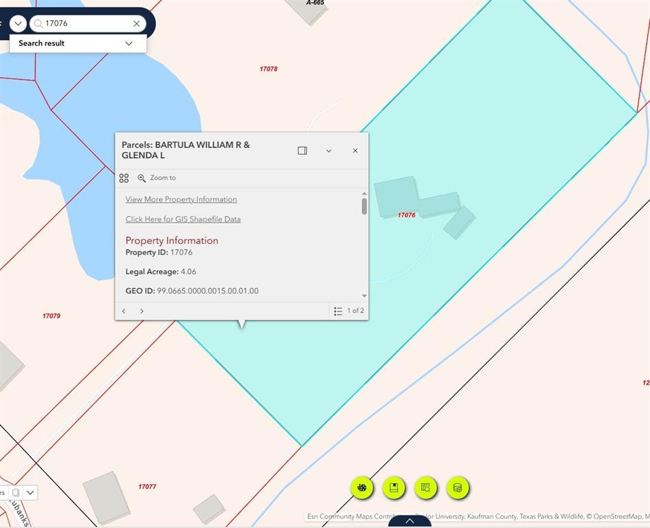 4.06 Acres GIS Parcel Map. Identifying the property boundaries, owner details, and official acreage for the property, Courtesy of Kaufman CAD