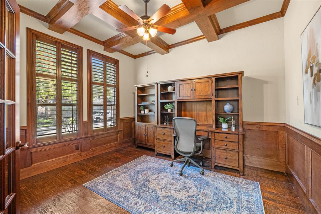 Beautiful Study with Coffered Ceiling