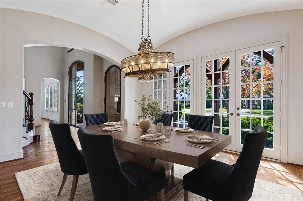 Dining Room looking back towards entry.  Note the stunning wine closet to the right.