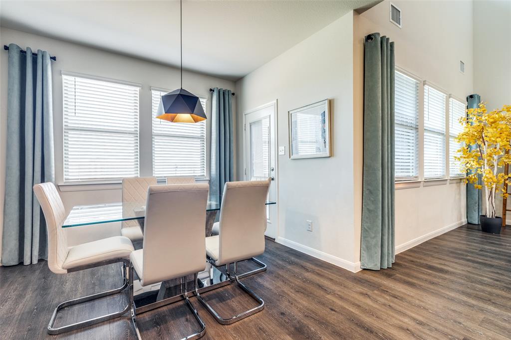 Dining area facing backyard. Non furnished but some furniture is negotiable or case by case.