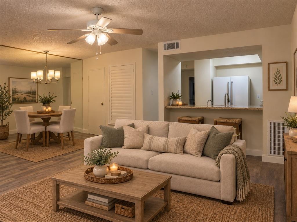 Virtually Staged Living Room and Dining Room Combined