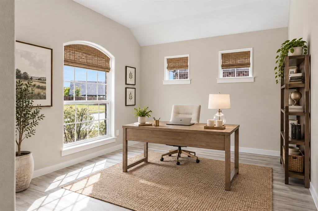 This office is Virtual staged.  Measurements may not be exact