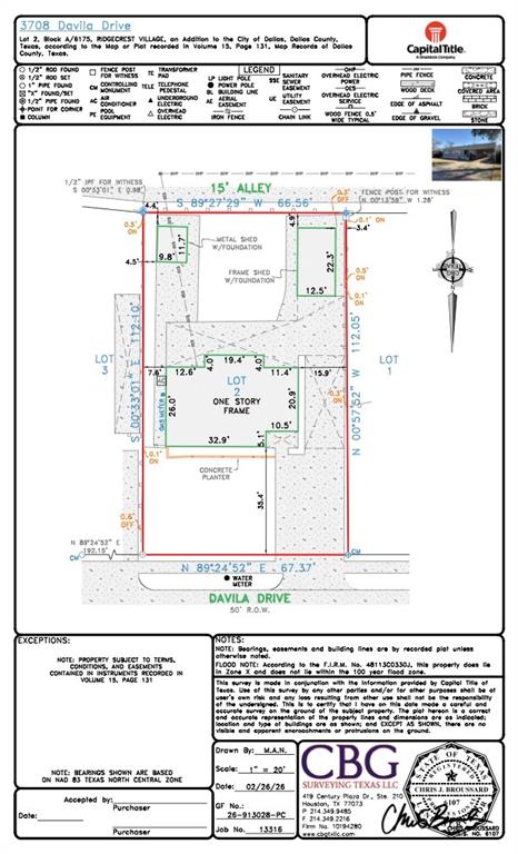 Survey of property completed in 2026. Survey of property completed in 2026.