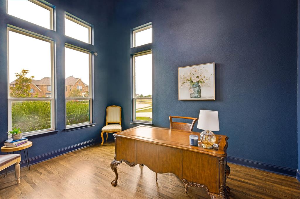 Private office with french doors and tall ceilings. Private office with french doors and tall ceilings.