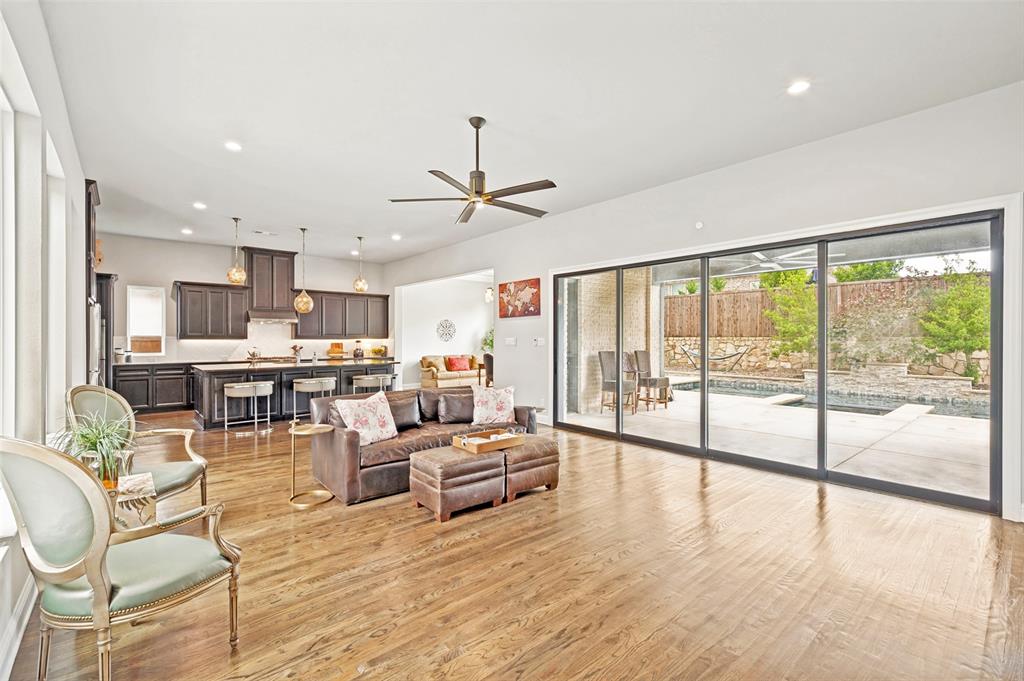 Spacious open living area with pocketed glass sliding wall.