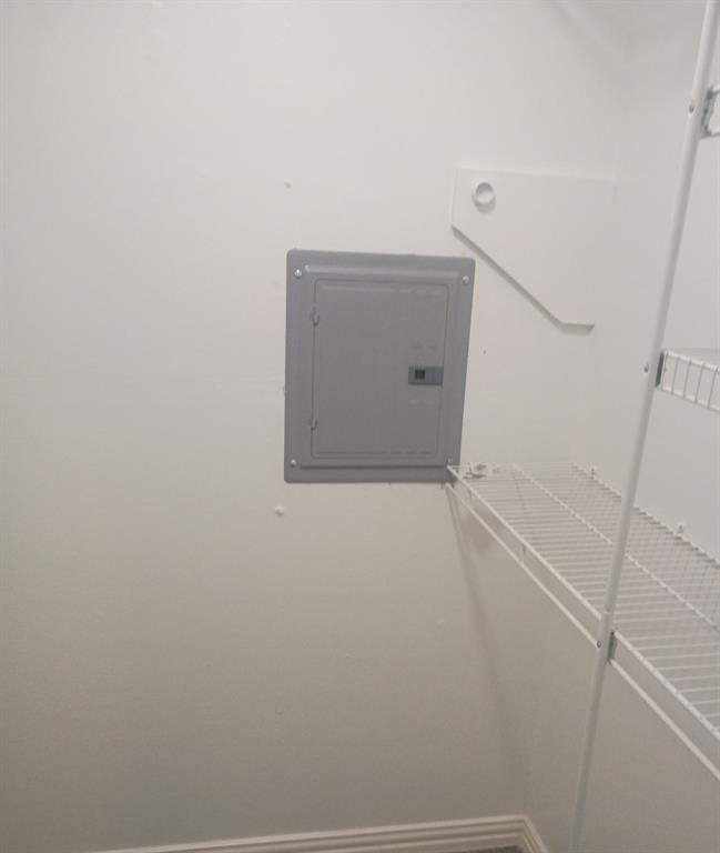 Built-in wire shelving and integrated electrical service panel
