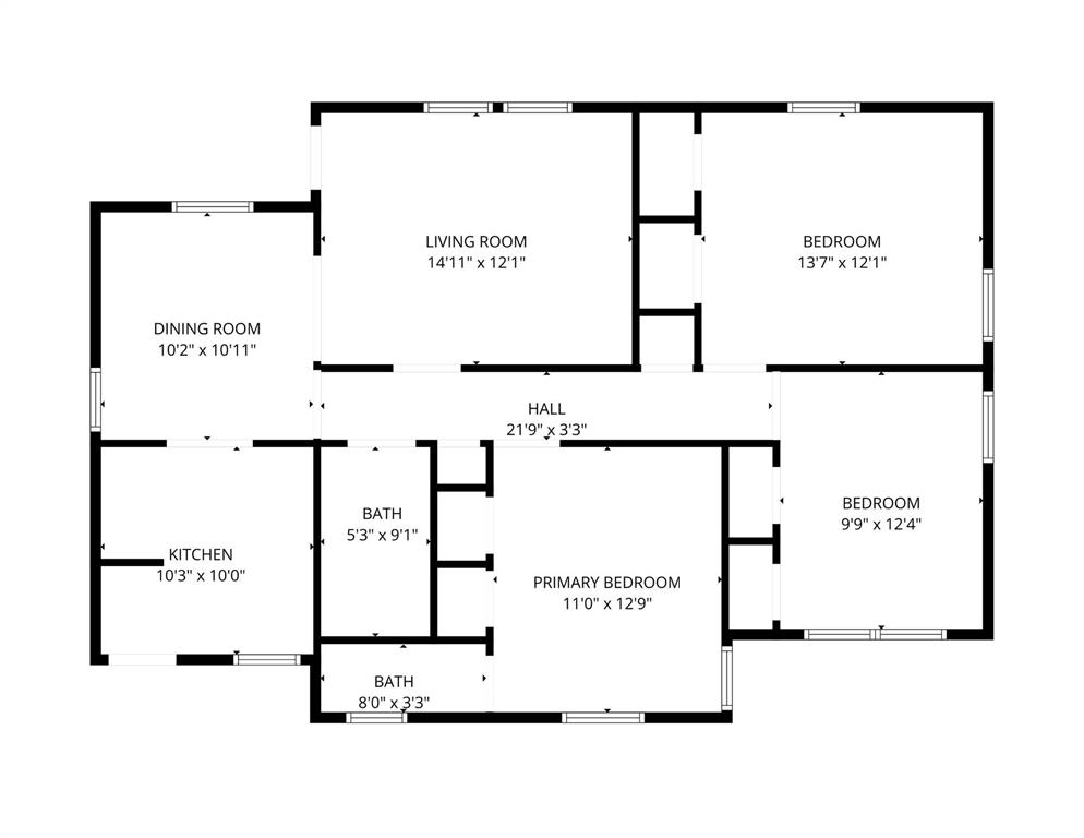 Three bedroom home layout.