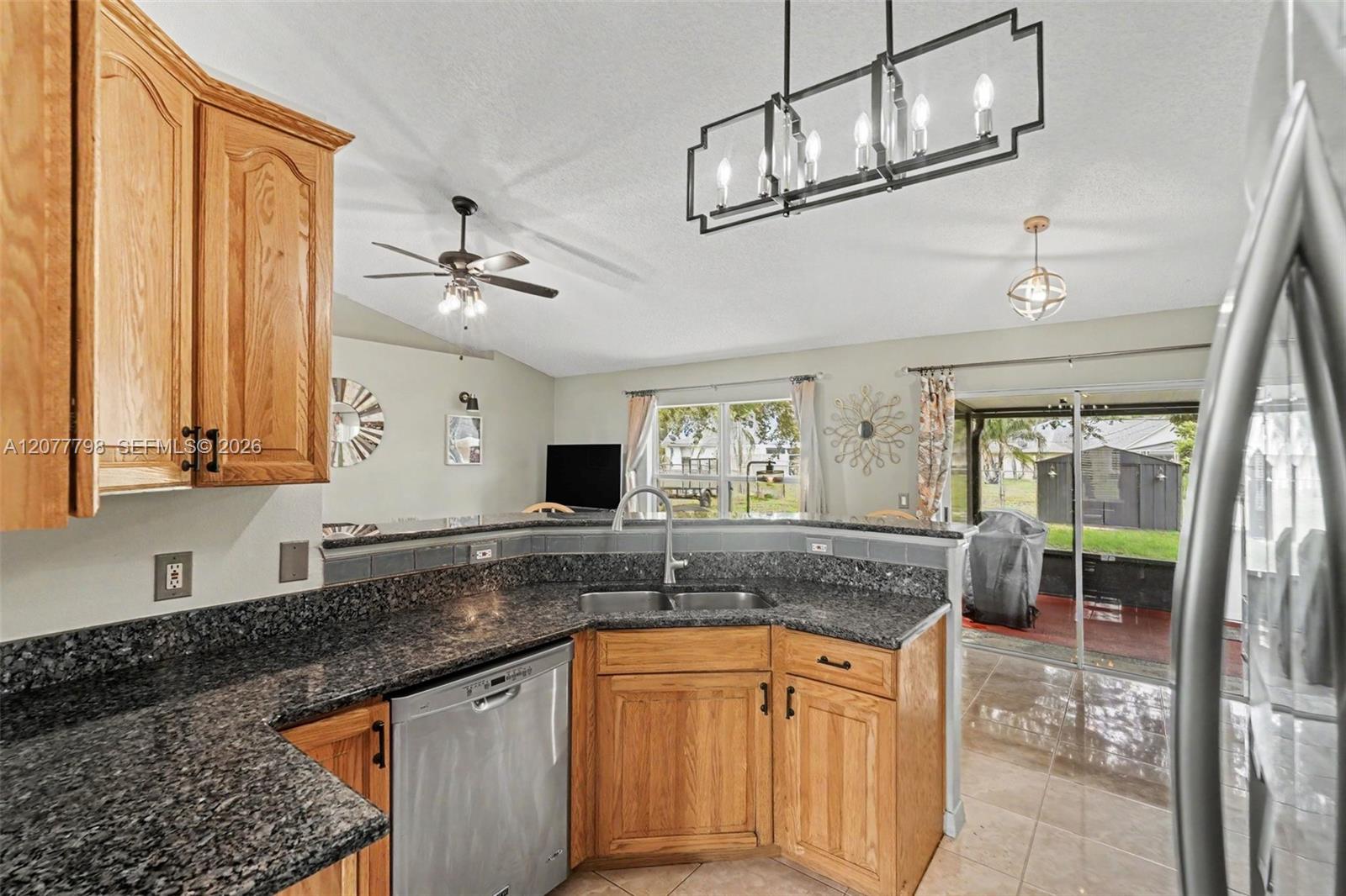 Kitchen looking toward enclosed patio