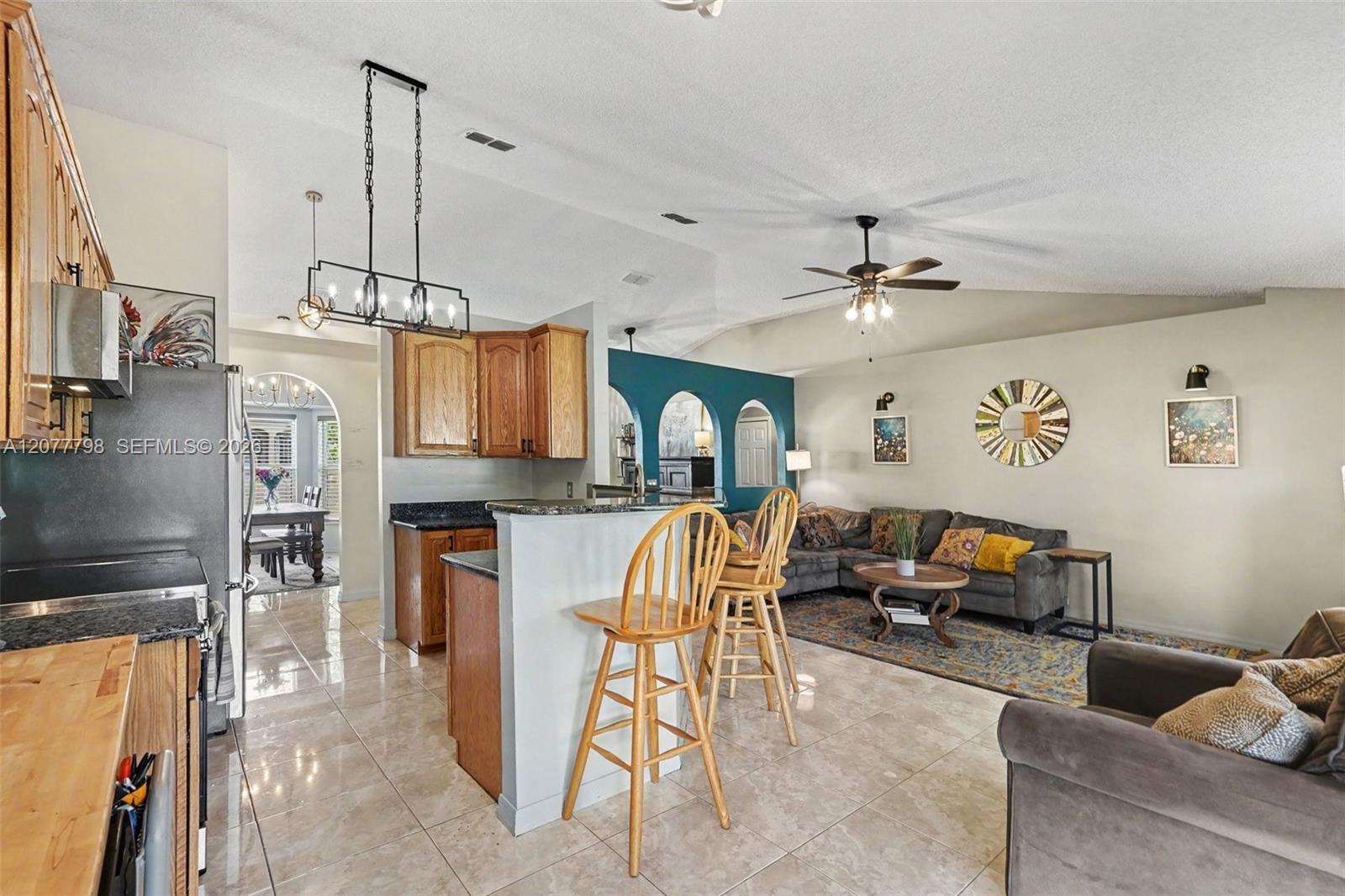 View of kitchen and family room