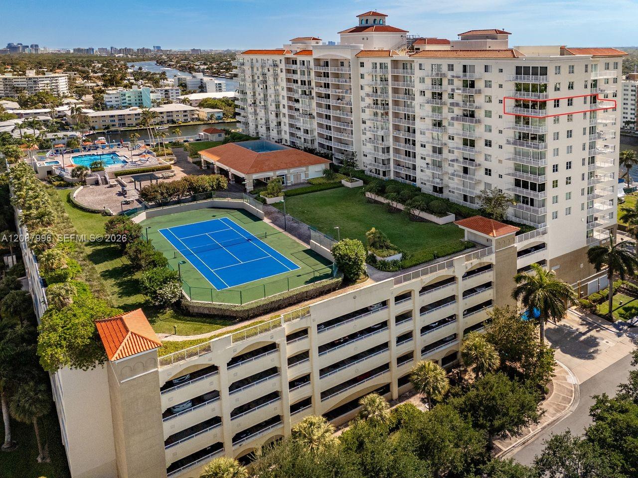 View of Tennis Court & Tides Building