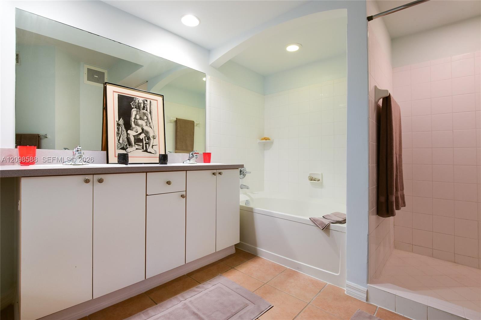 Master bathroom with separate tub and shower