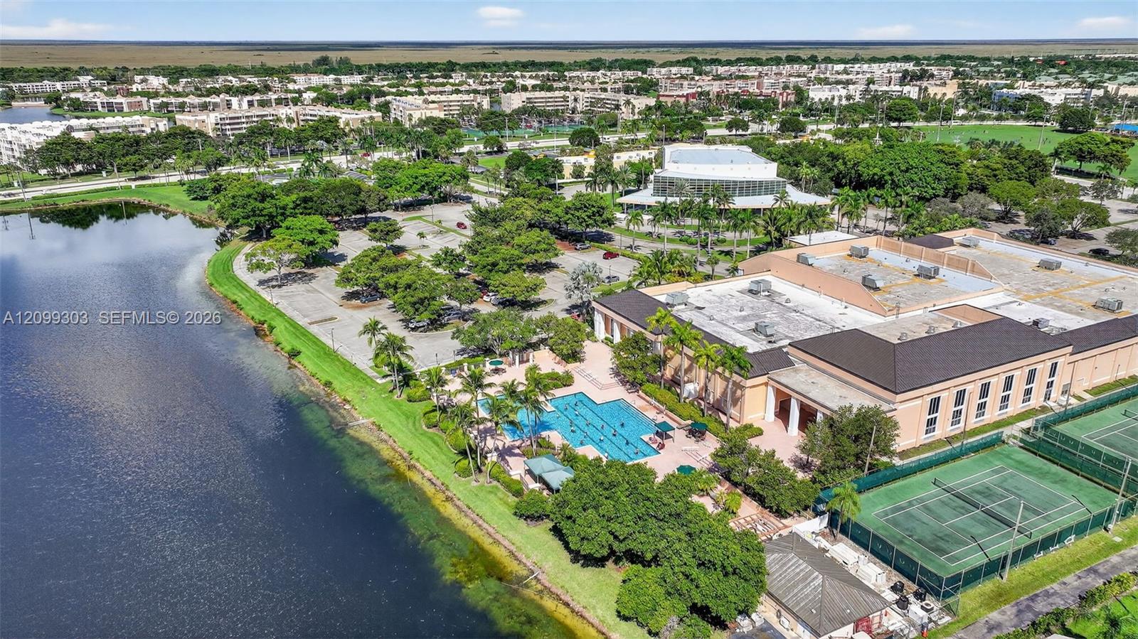 Kings Point Clubhouse, The Palace Theater, Tennis/Pickle Ball Courts, and Pool Area