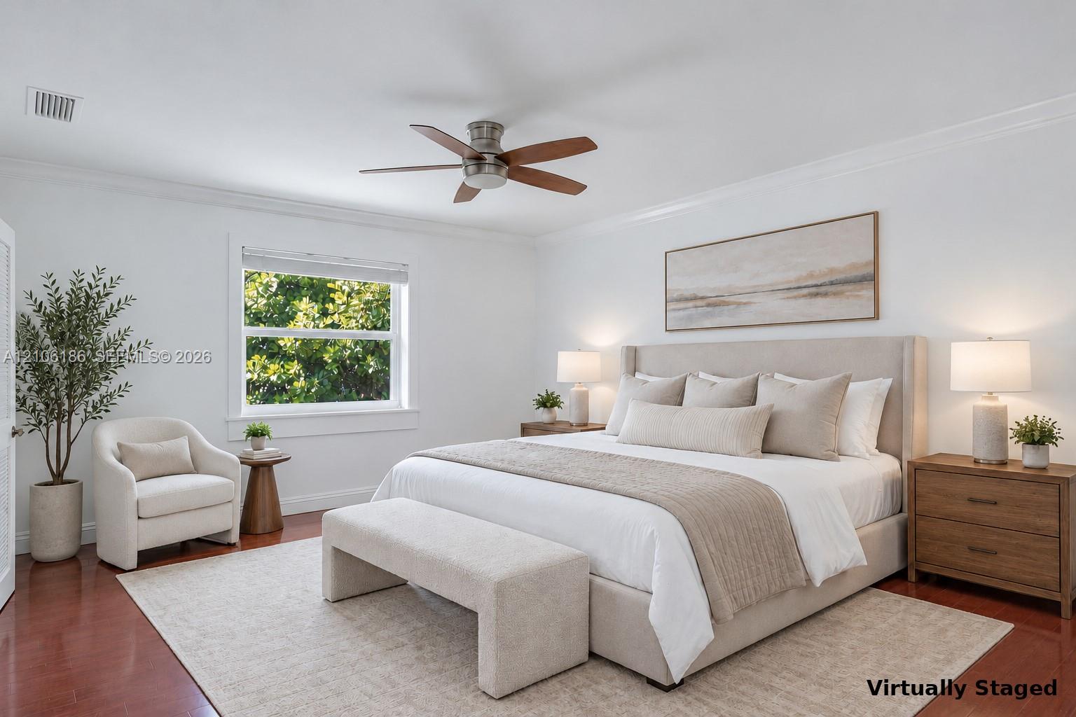 Virtually staged Primary bedroom