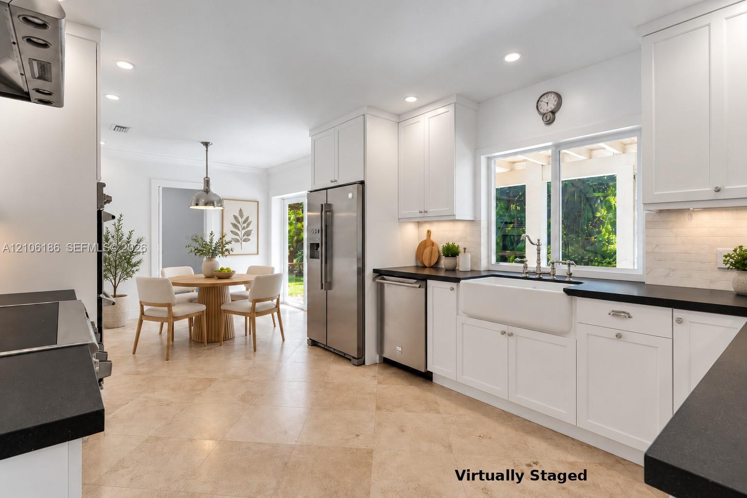 Virtually staged Kitchen and breakfast area