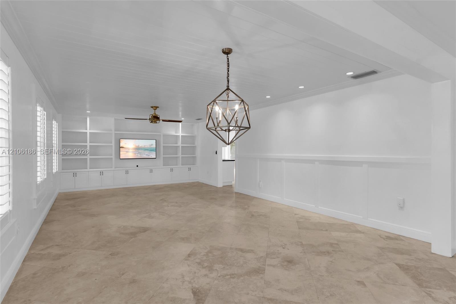 Virtually staged Living room & dining area