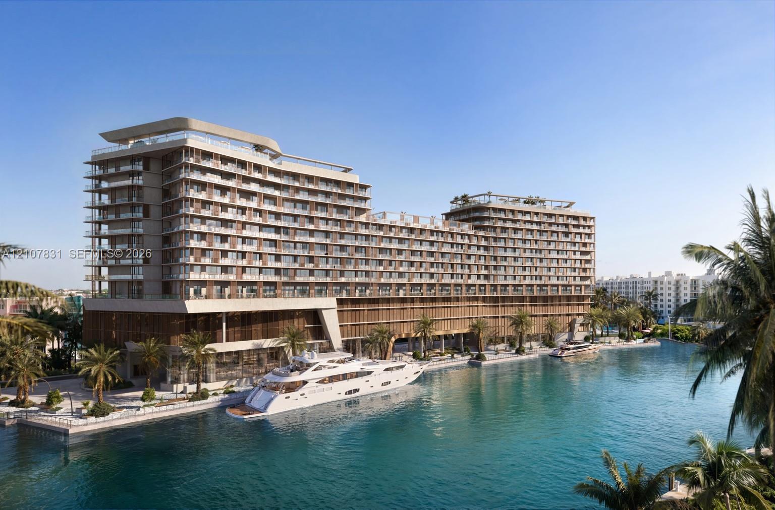 Multi-story waterfront architecture featuring expansive balconies, glass railings, intricate wood-slat facade detailing, and private maritime docking facilities Multi-story waterfront architecture featuring expansive balconies, glass railings, intricate wood-slat facade detailing, and private maritime docking facilities