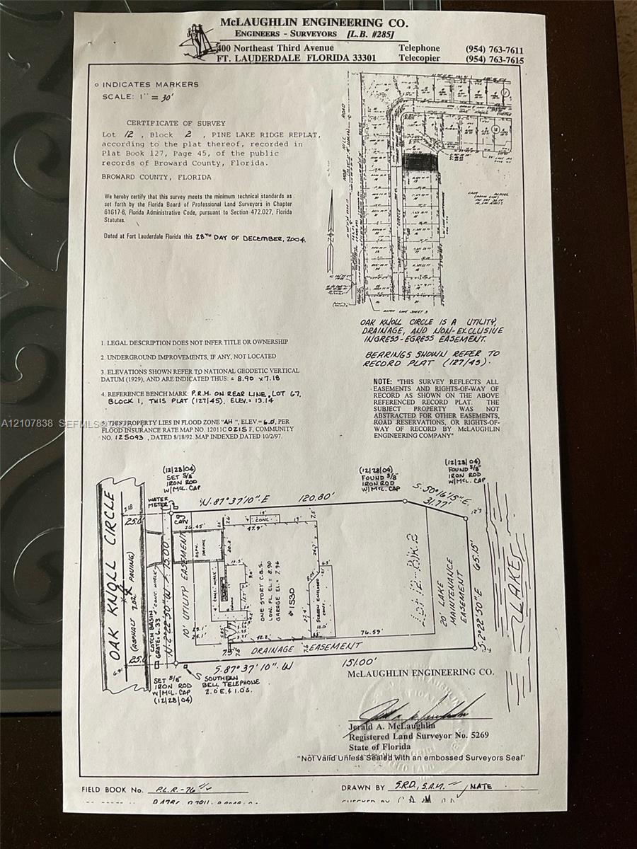 Certificate of Survey. Mapping the boundaries, easements, and technical specifications of the property