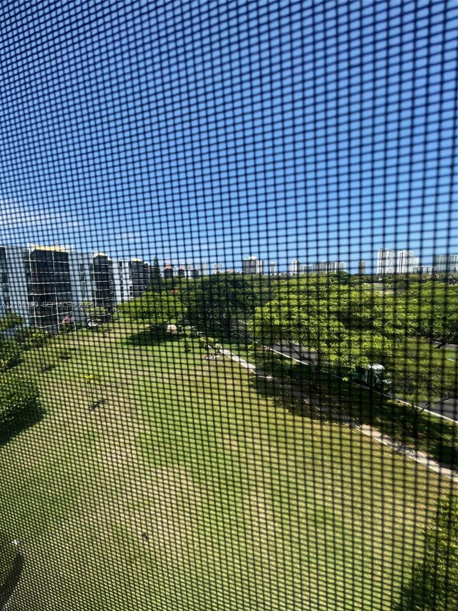Expansive green space featuring mature trees and paved pathways