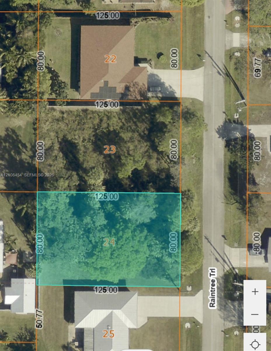 Property Tax Map, Survey Overlay. Illustrating the dimensions and boundary measurements for the property