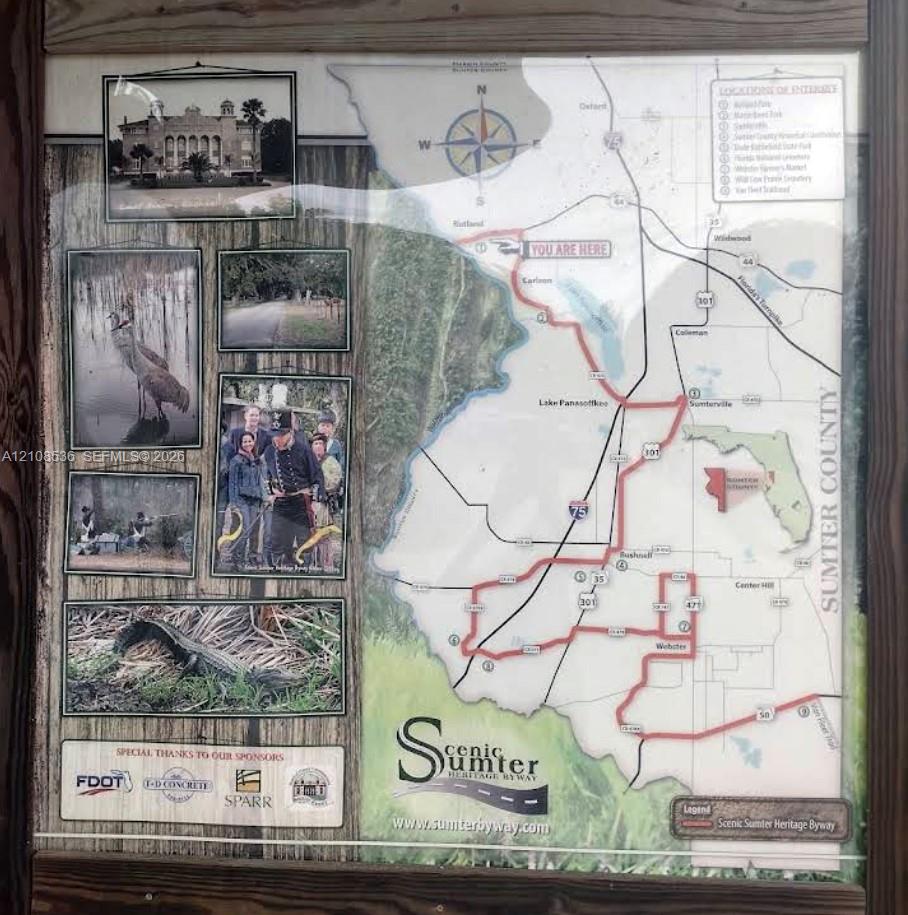 Regional Map and Informational Display. Identifying the geographical layout and local points of interest relative to the property