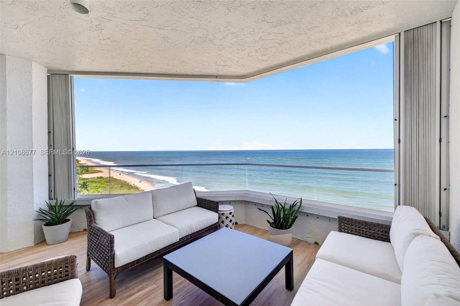 Ocean views. Additional balcony protection for your furniture with upgraded accordion shutters. Ocean views. Additional balcony protection for your furniture with upgraded accordion shutters.