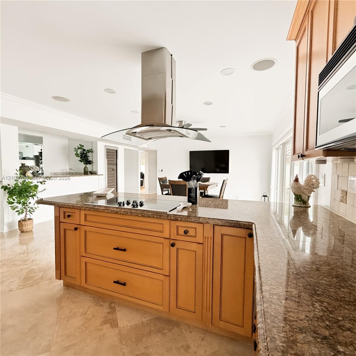Kitchen island with granite counters