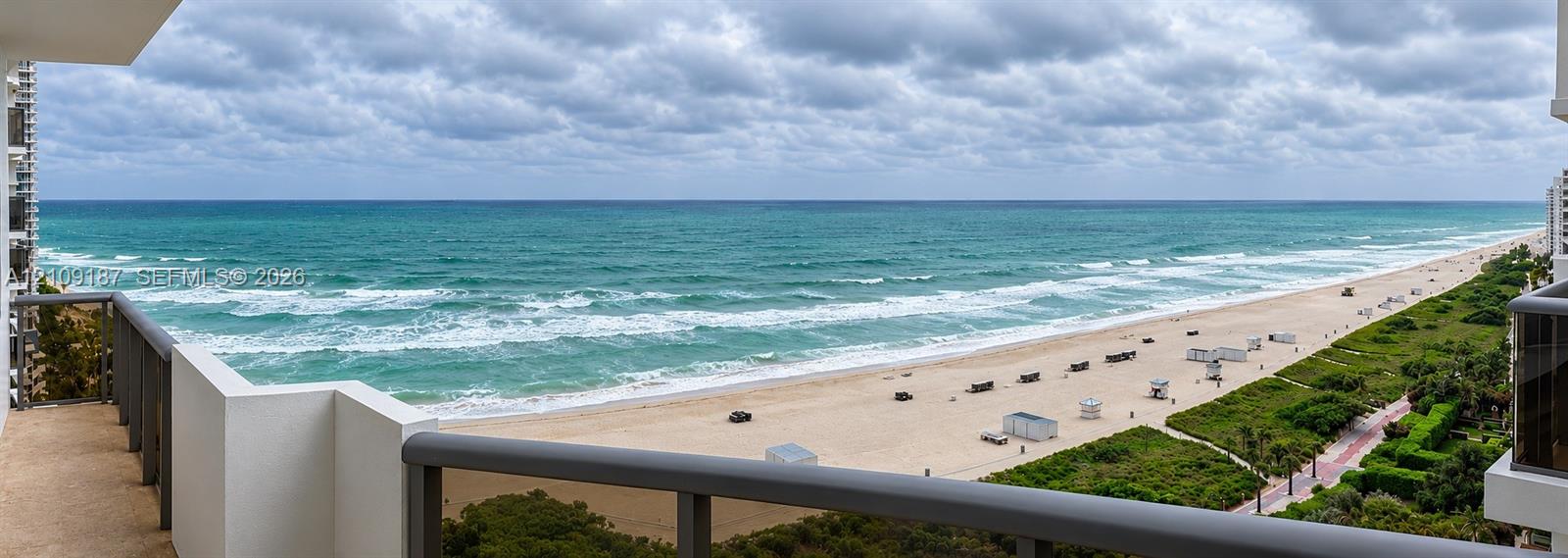 Breathtaking ocean and coastline 180 direct front view.