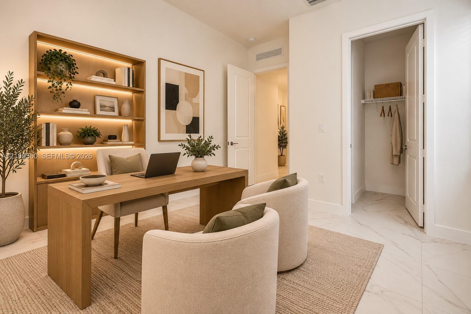 Digital staged. Home office option