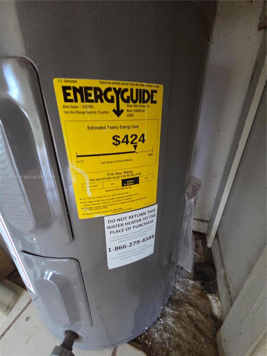 Electric water heater with a 36-gallon storage capacity