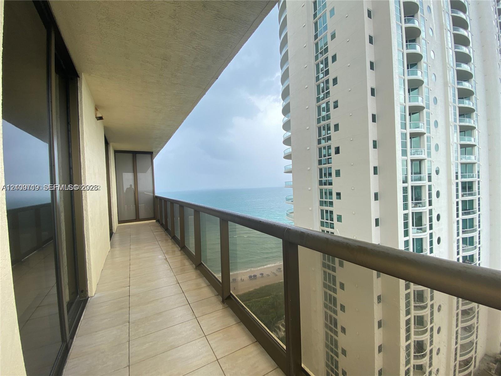 Covered balcony.