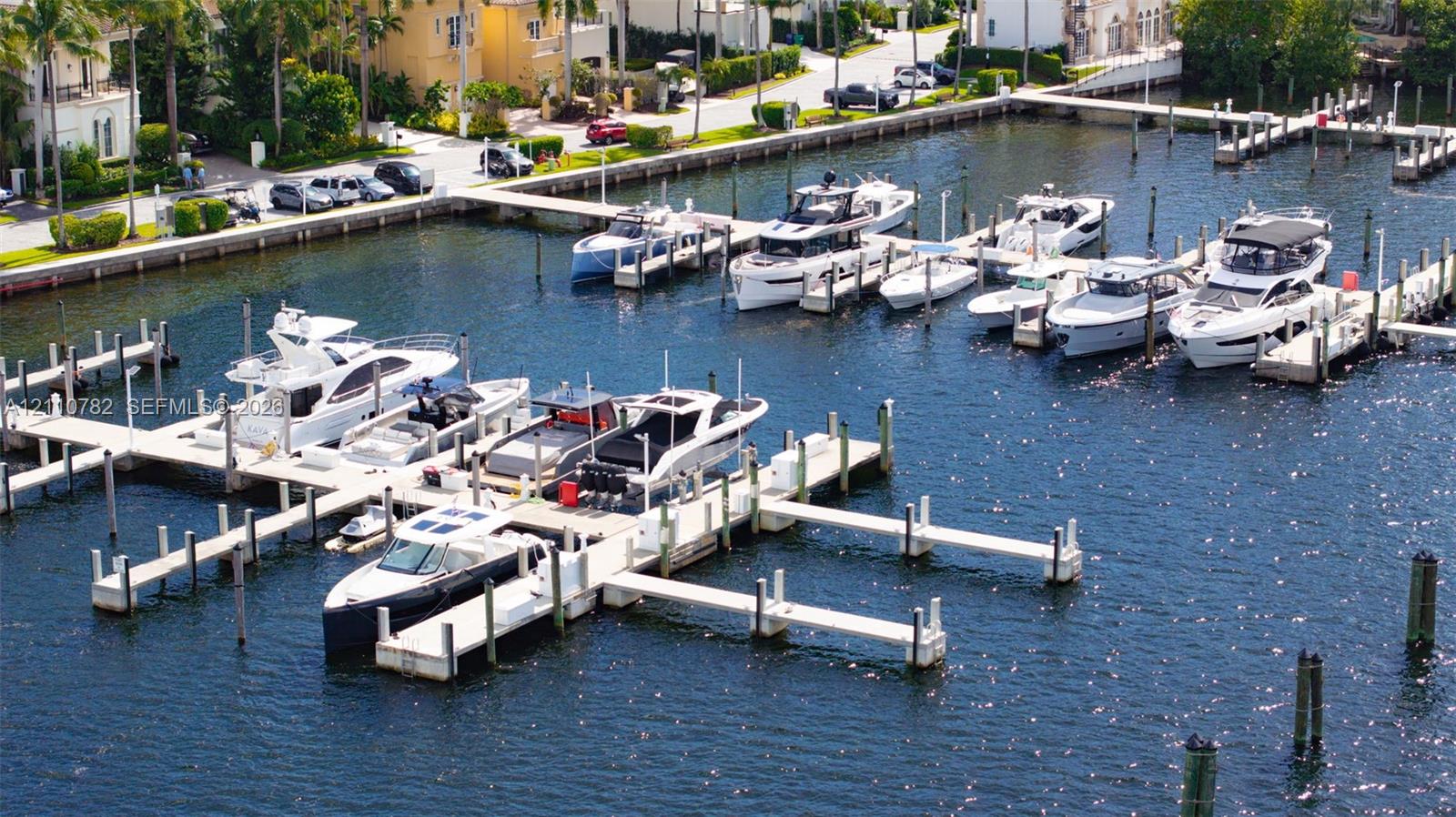 Deep-water marina featuring concrete finger piers and extensive boat slips