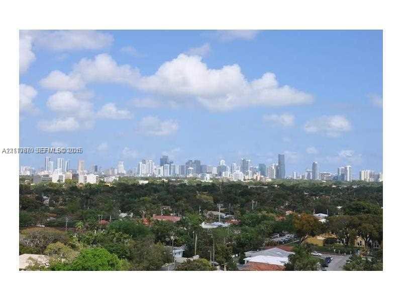 Expansive urban skyline panorama featuring high-rise architecture and mature tree canopy