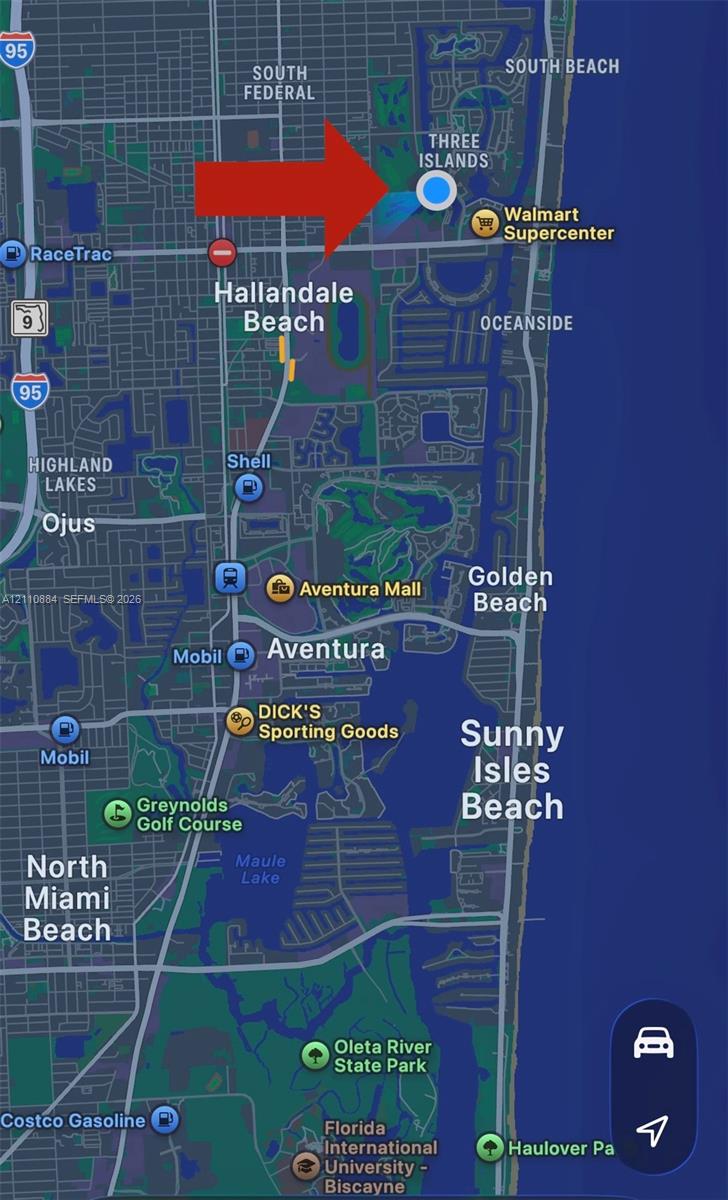 Geographic Map. Identifying the location of the property within the Hallandale Beach area