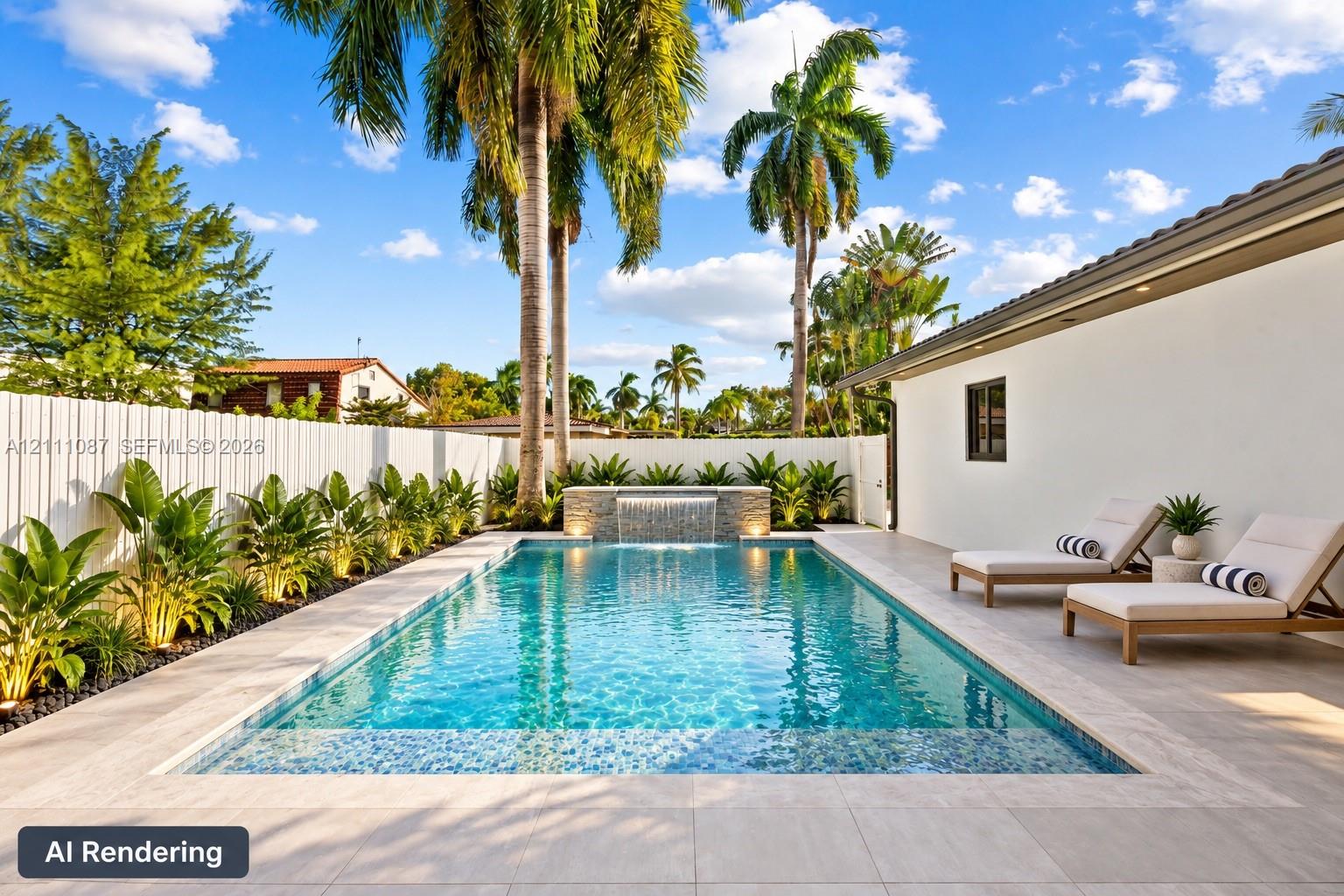 AI Rendering showing backyard with a pool installation