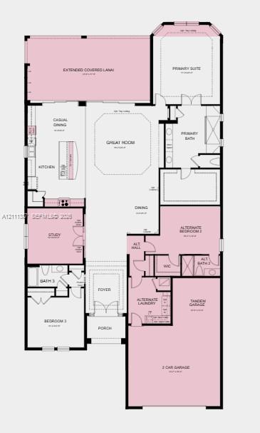 Floor Plan - Additional Highlights Include: tray ceilings, 8' interior doors, primary suite with bay windows, outdoor kitchen rough in, and tandem garage