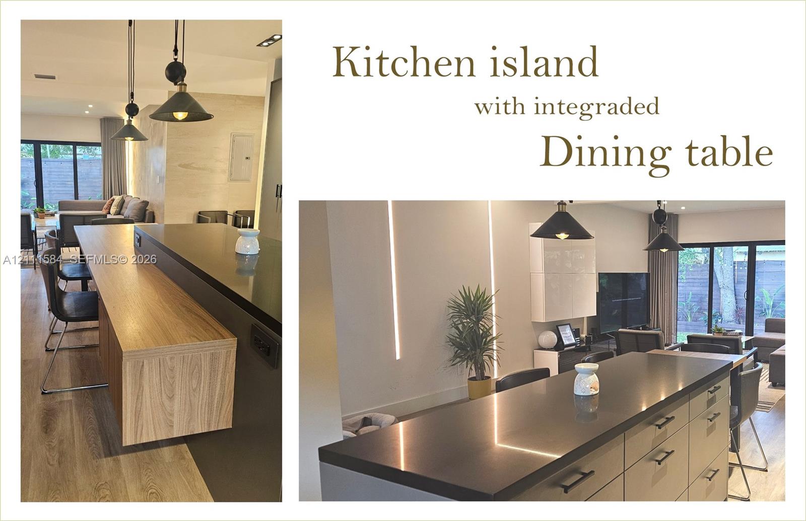 Property Feature Disclosure. Documenting the kitchen island with an integrated surface in the property