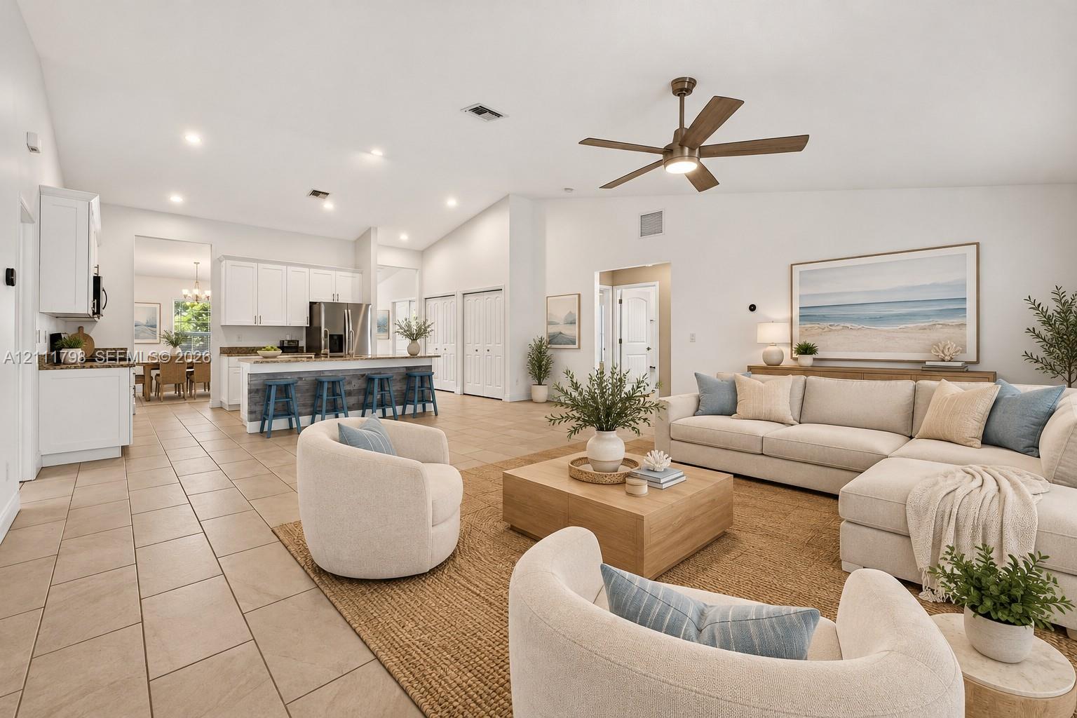 Property is virtually staged with furniture.