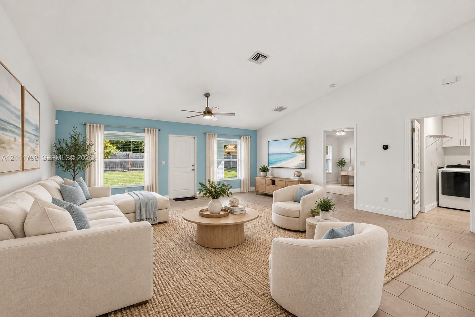Property is virtually staged with furniture.