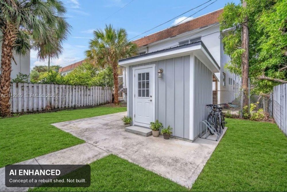 AI concept of a rebuilt shed. Not built. The unaltered original is the previous photo.