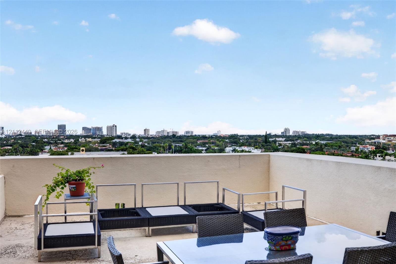 Huge Open-air terrace with expansive urban skyline scenery