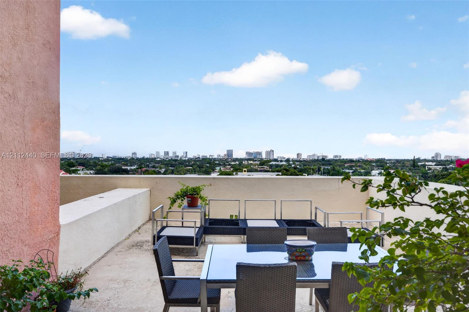 Oversized terrace featuring views to the east