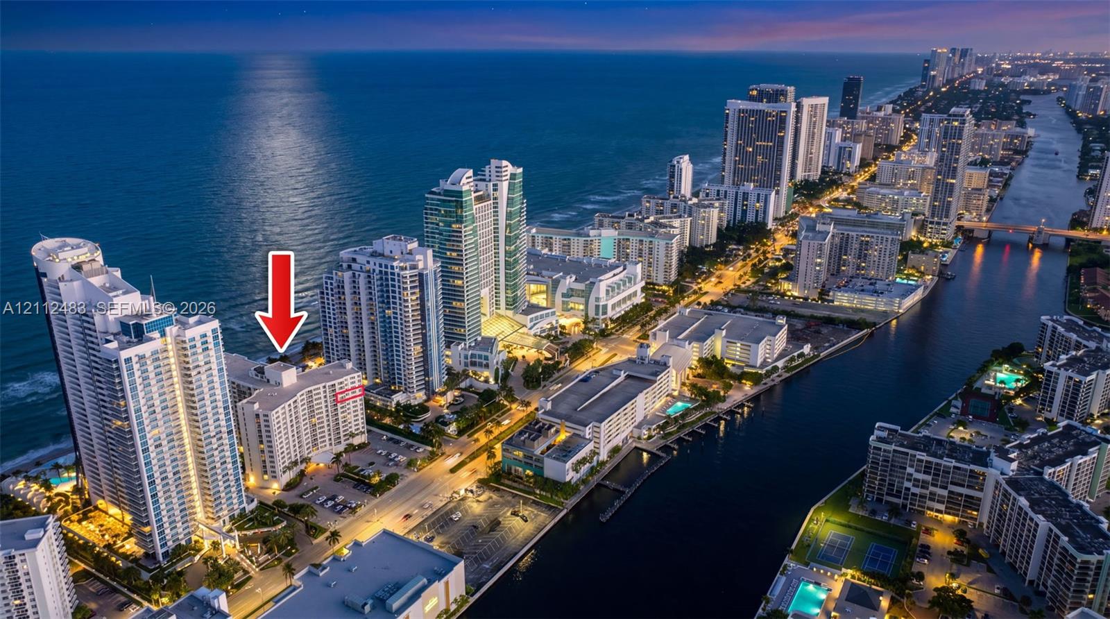 High-rise coastal property featuring direct oceanfront exposure, waterfront location, and proximity to municipal waterway access