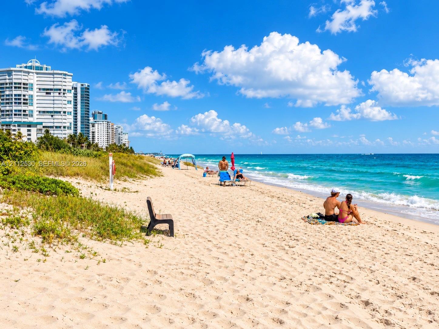 Sandy shoreline featuring dunes with native coastal vegetation and direct oceanfront access