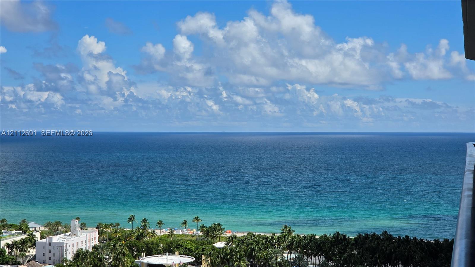 Elevated horizon encompassing expansive ocean waters, coastline, and tropical vegetation