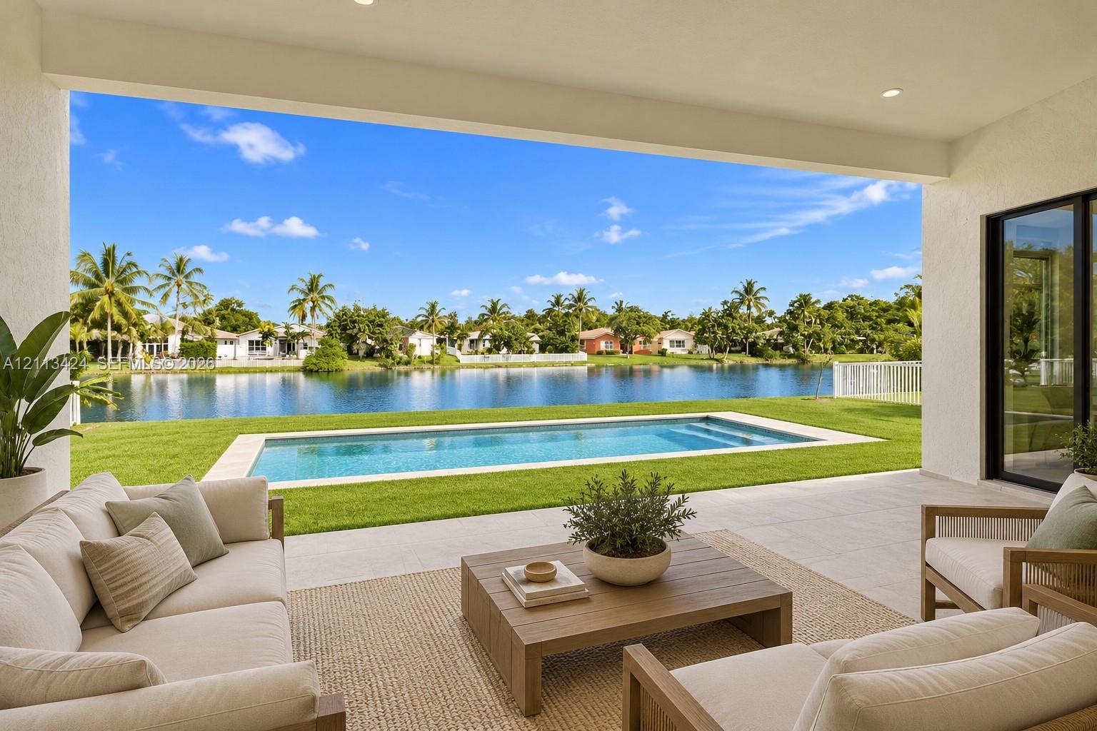 virtually staged Covered patio (no pool)