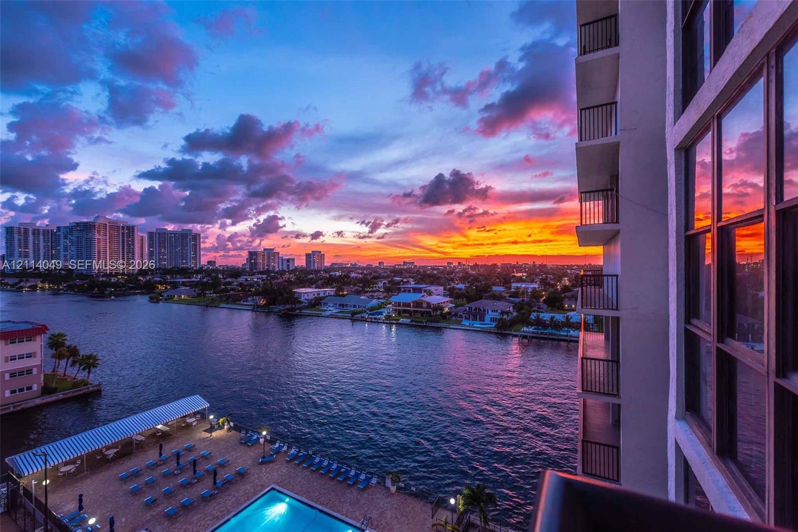 Waterfront high-rise building featuring private balconies with view of swimming pool, intracoastal and expansive skyline sunset views Waterfront high-rise building featuring private balconies with view of swimming pool, intracoastal and expansive skyline sunset views