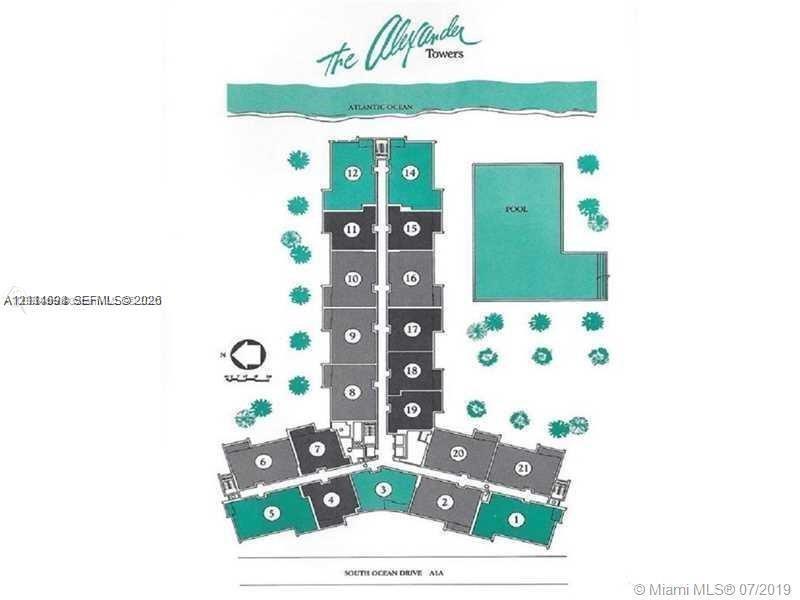 Site Plan. Illustrating the unit orientation and common area placement for the property