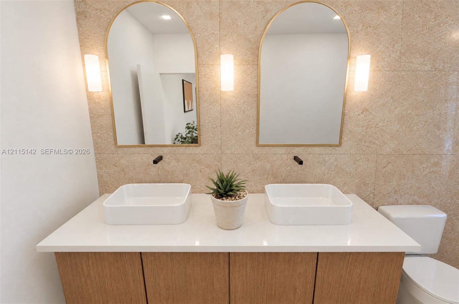 VIRTUAL RENDERING, NOT AN ACTUAL PHOTO. HOME IS UNDER CONSTRUCTION. Bathroom double vanity shown as proposed per permitted plans; final construction, finishes, landscaping and furnishings may differ. Buyer to verify with developer.