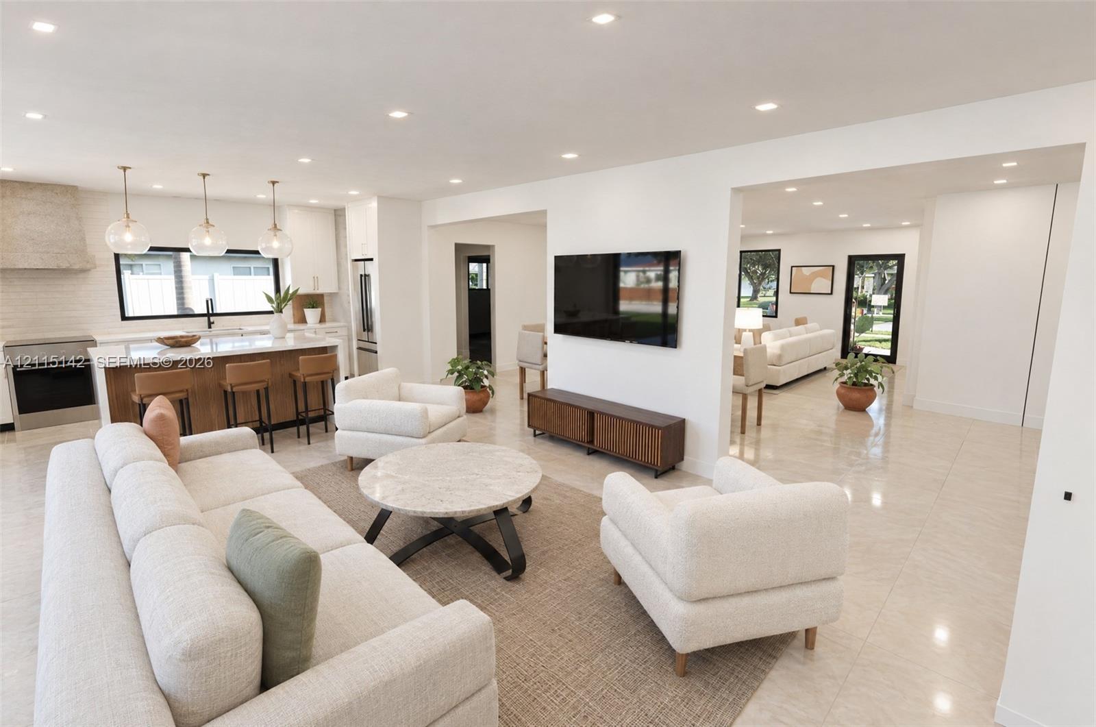 VIRTUAL RENDERING, NOT AN ACTUAL PHOTO. HOME IS UNDER CONSTRUCTION. Great room and family area shown as proposed per permitted plans; final construction, finishes, landscaping and furnishings may differ. Buyer to verify with developer.